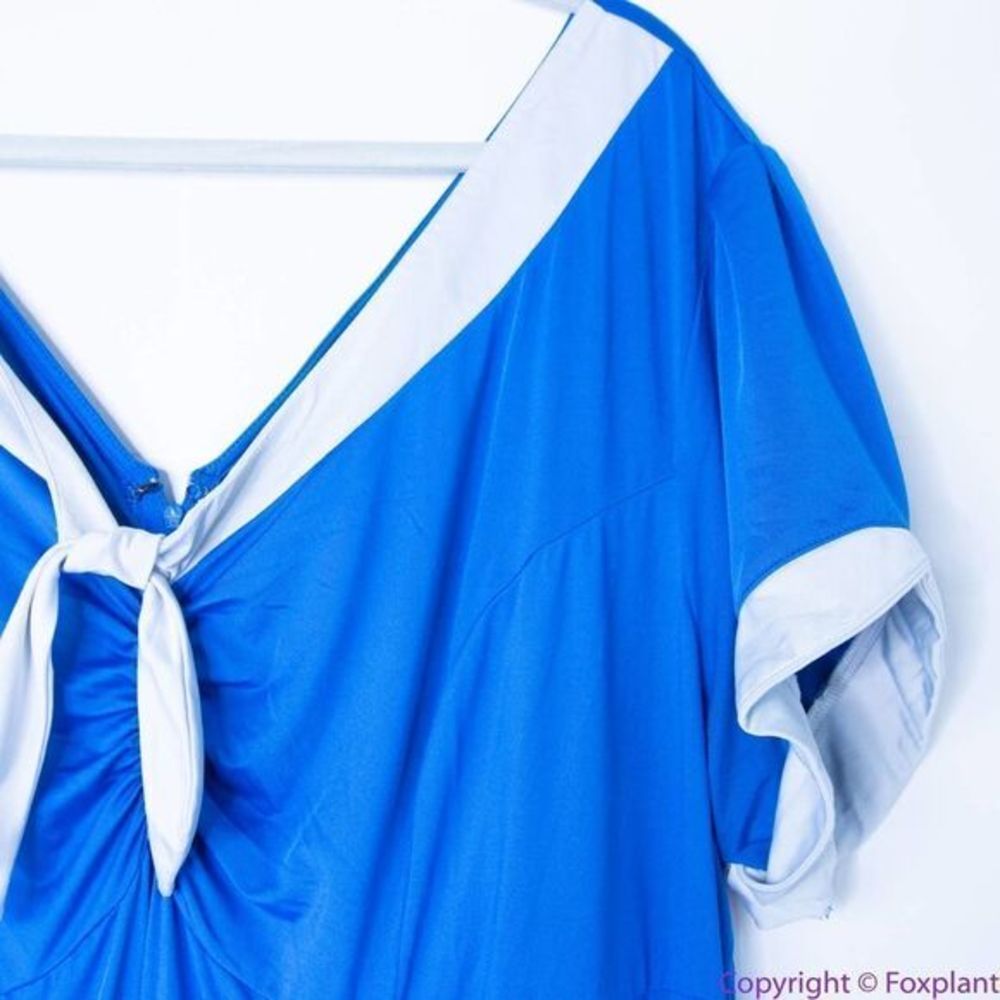Unique Vintage Gwynnie Bee Contrast Trim Blue Dress, 2X - Picture 16 of 16
